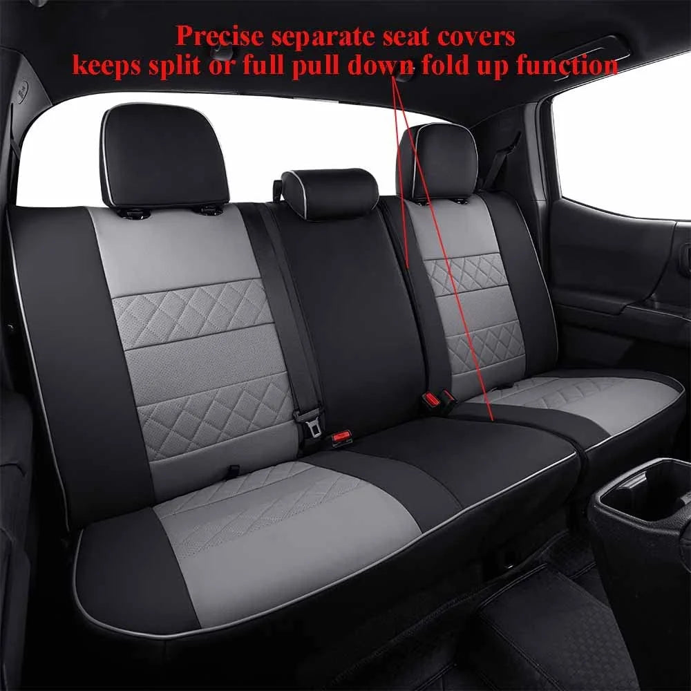 Black/Gray Leather Car Seat Covers Full Set G31526