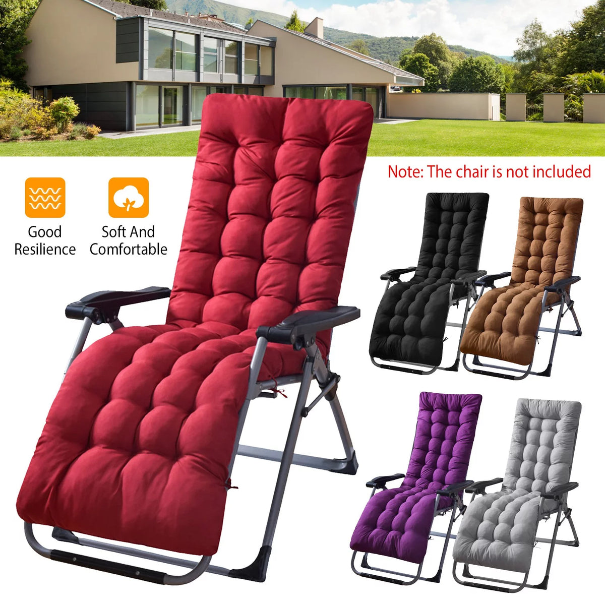 Red Outdoor Chaise Lounger Cushion P278