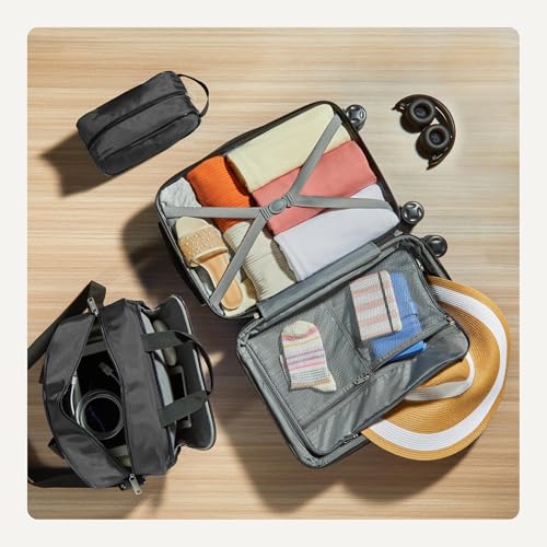 3-Piece Black Luggage Set with 8 Spinner Wheels A49672