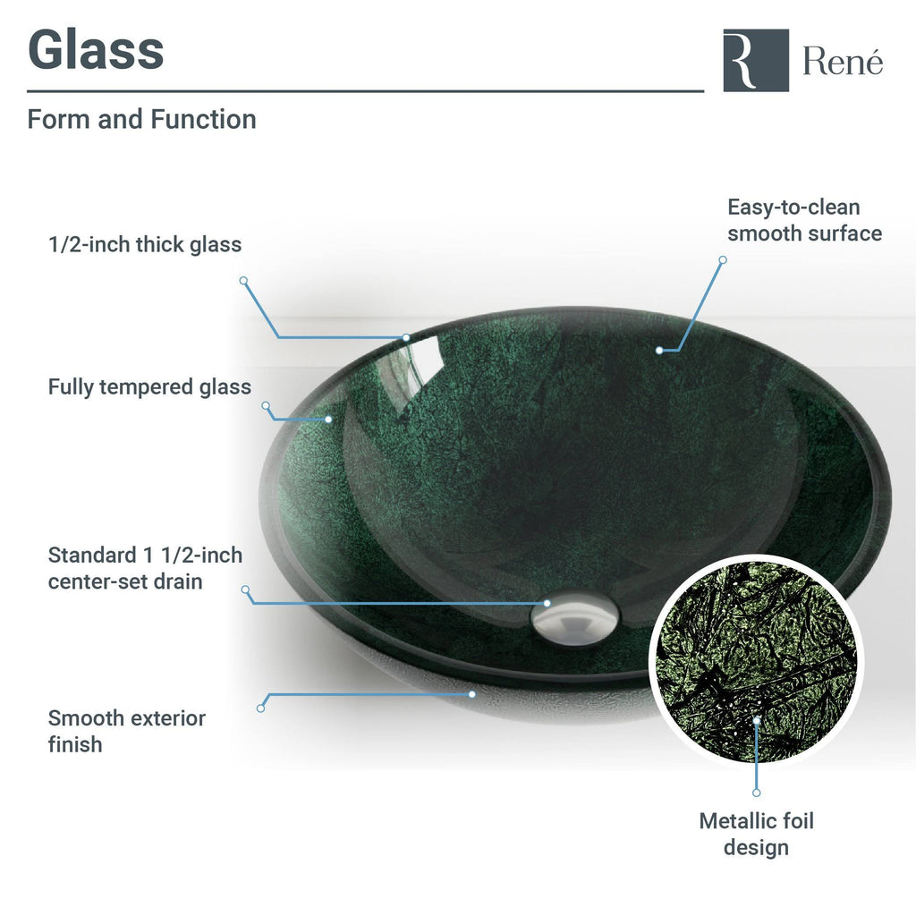 Forest Green Glass Bathroom Sink with Faucet G5022