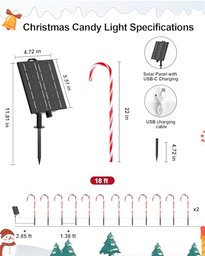 24 Pack 22" Solar Candy Cane Lights A589903
