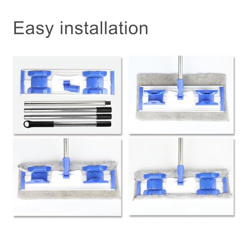 Microfiber Mop with 2 Reusable Flat Mop Pads H9030