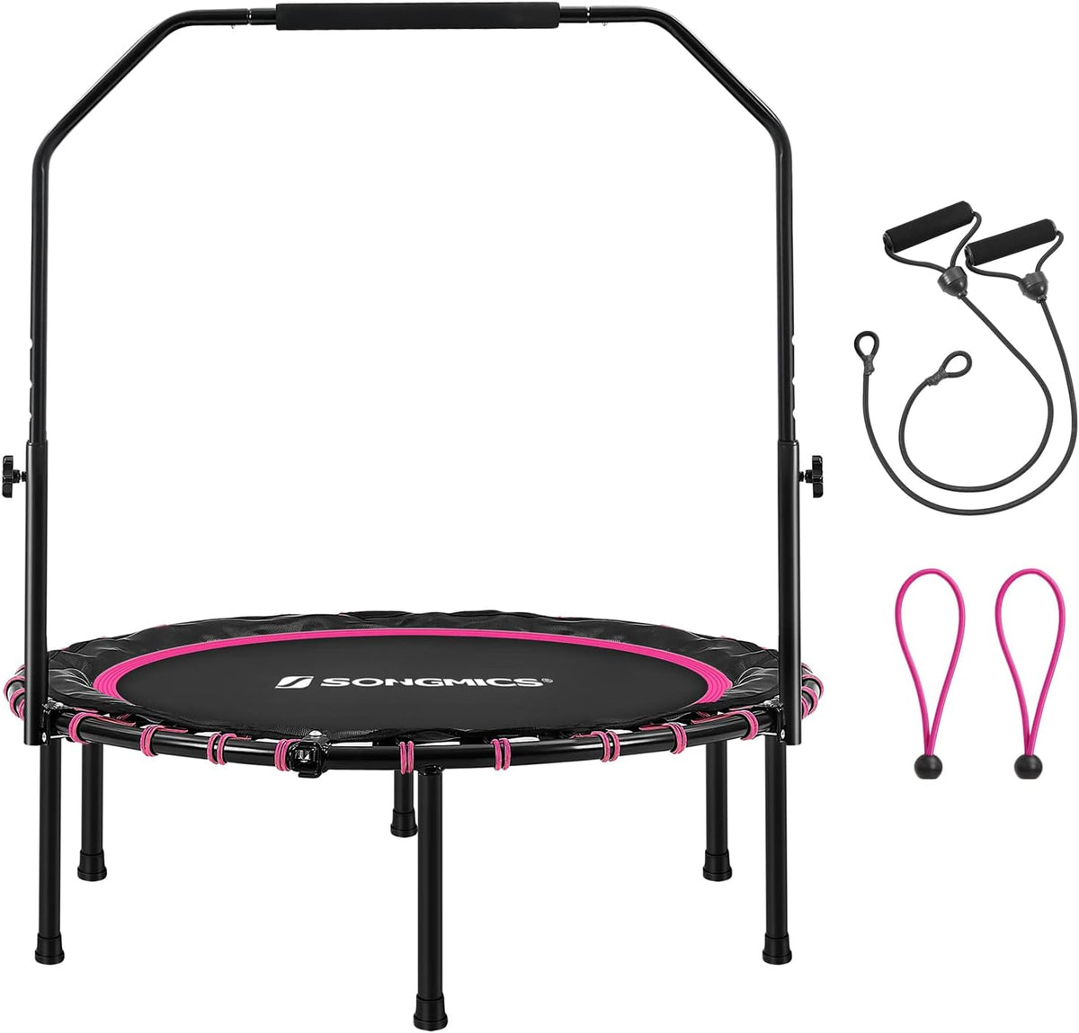40 Inch Mini Fitness Trampoline with Bungee Cords Adjustable Bar Foldable J28590