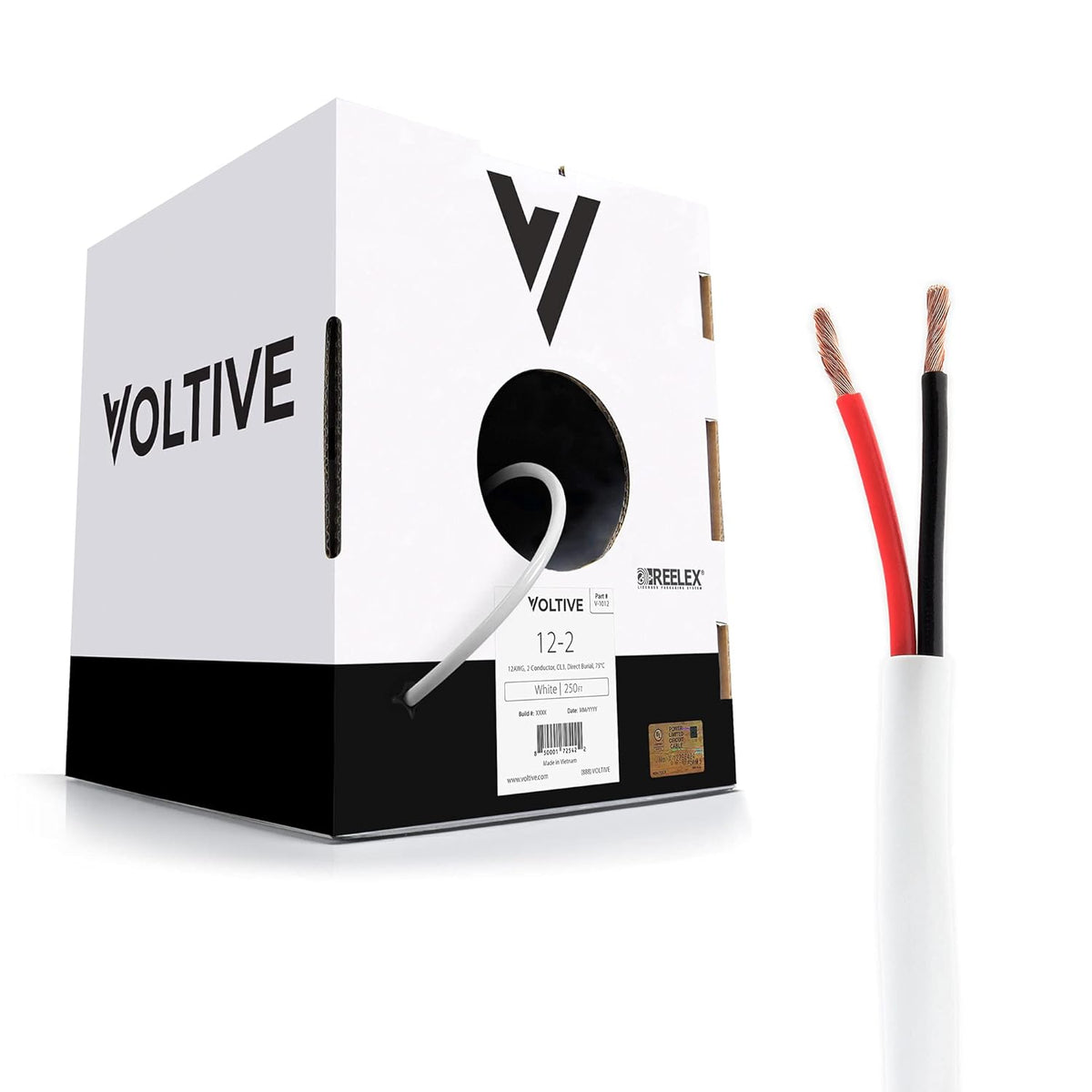 12 AWG 2 Conductor Oxygen-Free Copper Speaker Wire, 250 Foot, White V8506