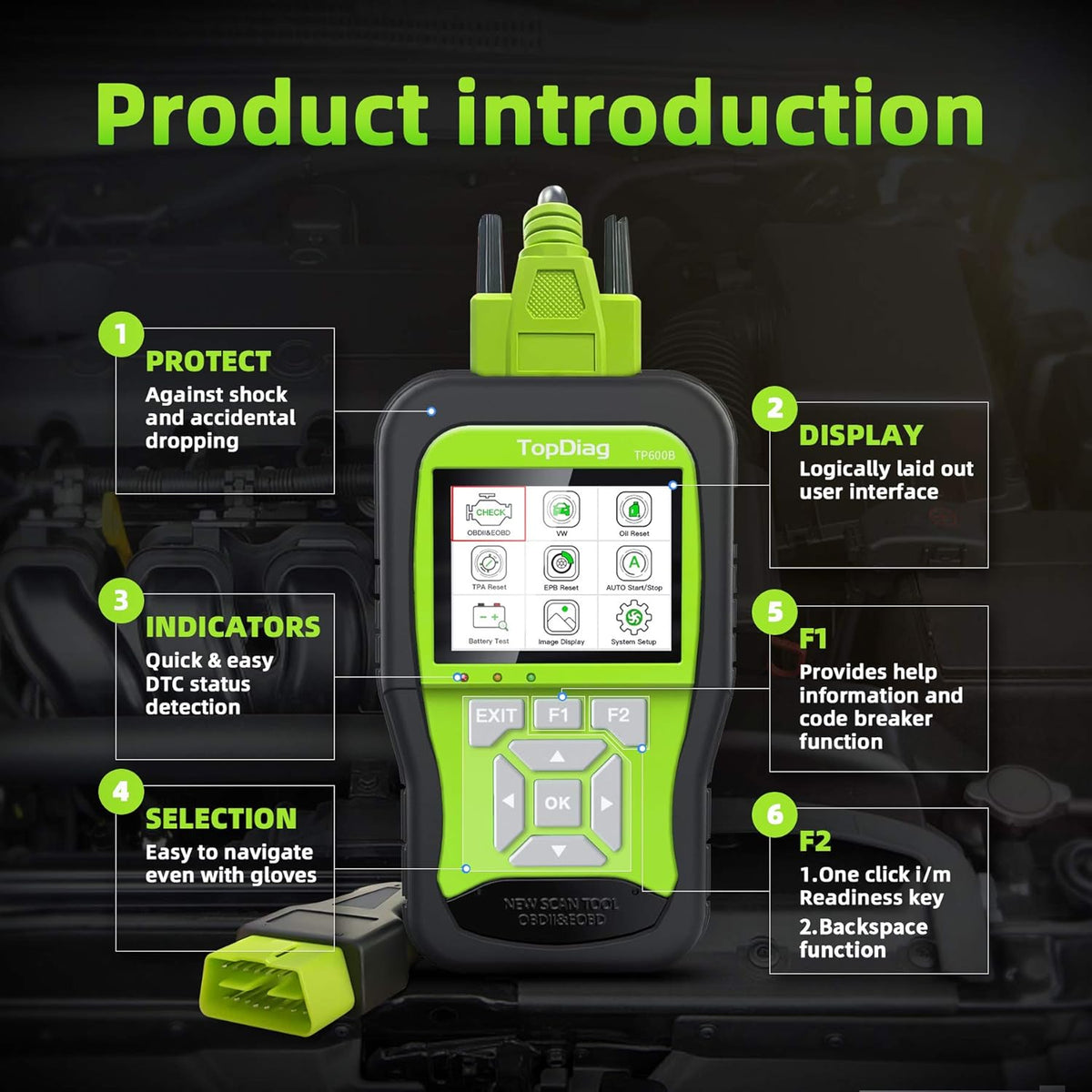 OBD2 Scanner Car Code Reader with Battery Tester 3 in 1 A395