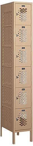 Vented Metal Locker, Six Tier, Tan B859