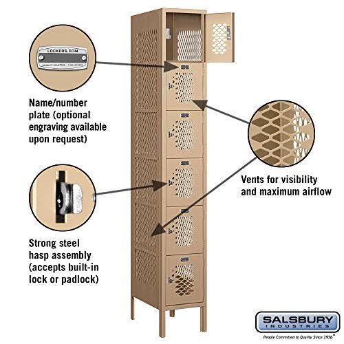 Vented Metal Locker, Six Tier, Tan B859
