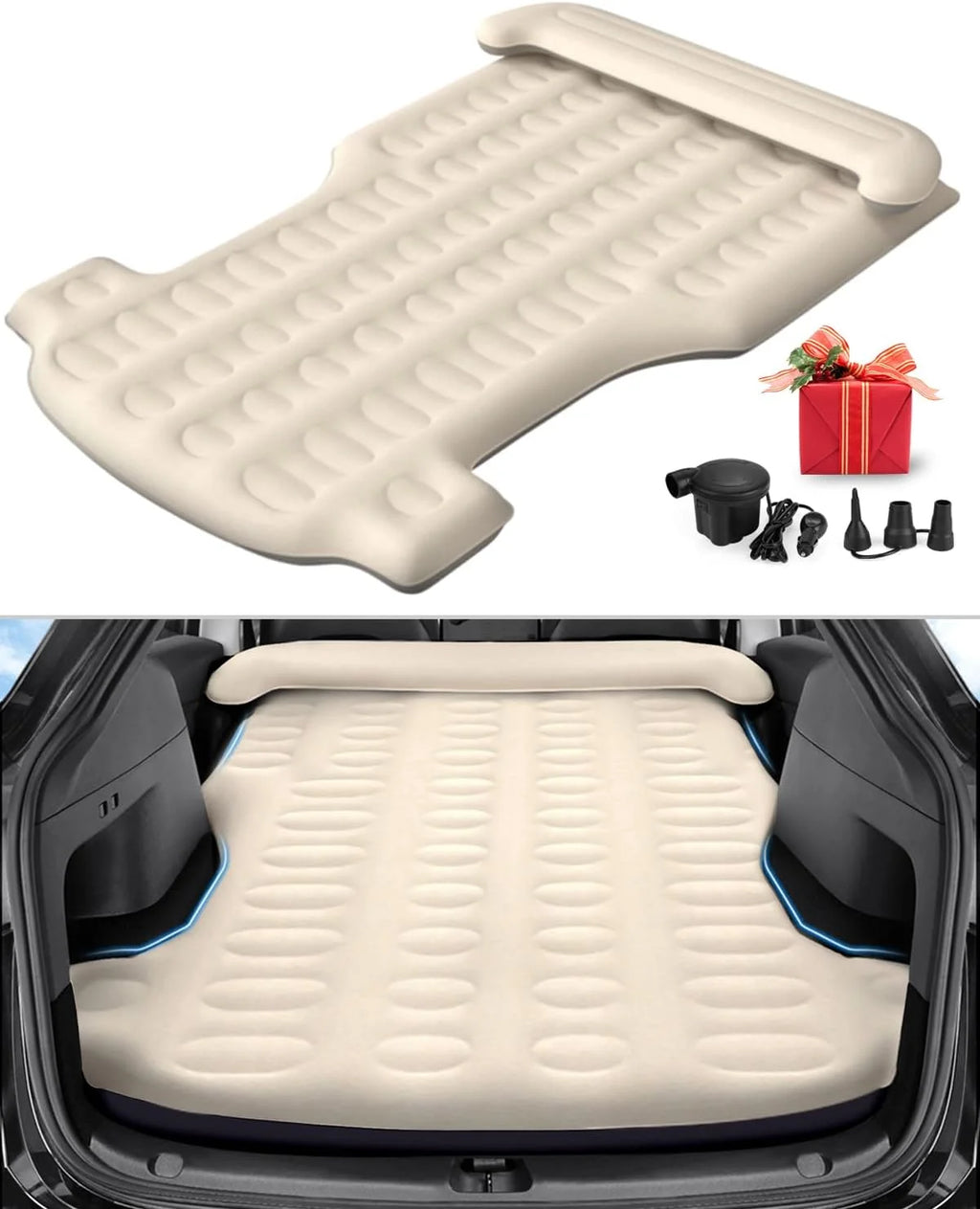 Inflatable Camping Air Mattress with Air Pump and Headrest I638463
