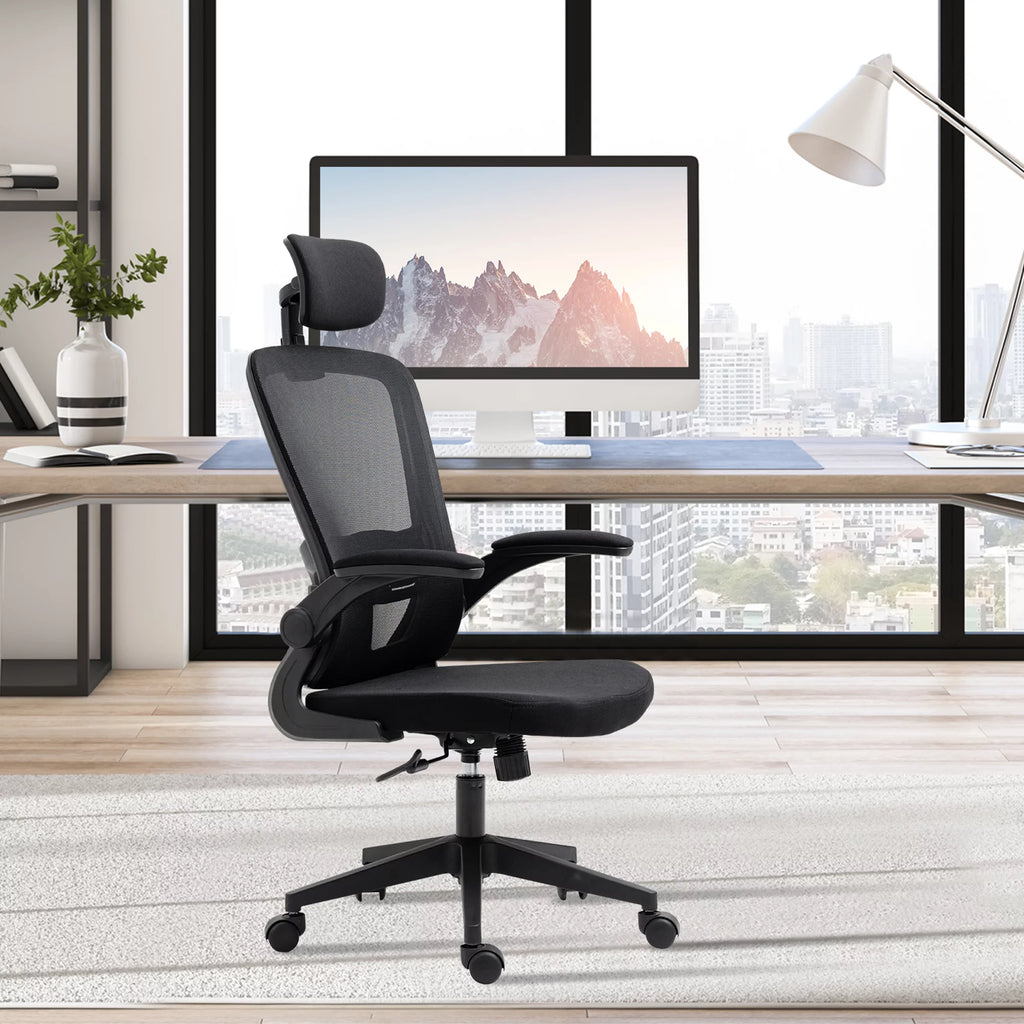 Black High Back Mesh Office Chair with Lumbar Support and Headrest T946