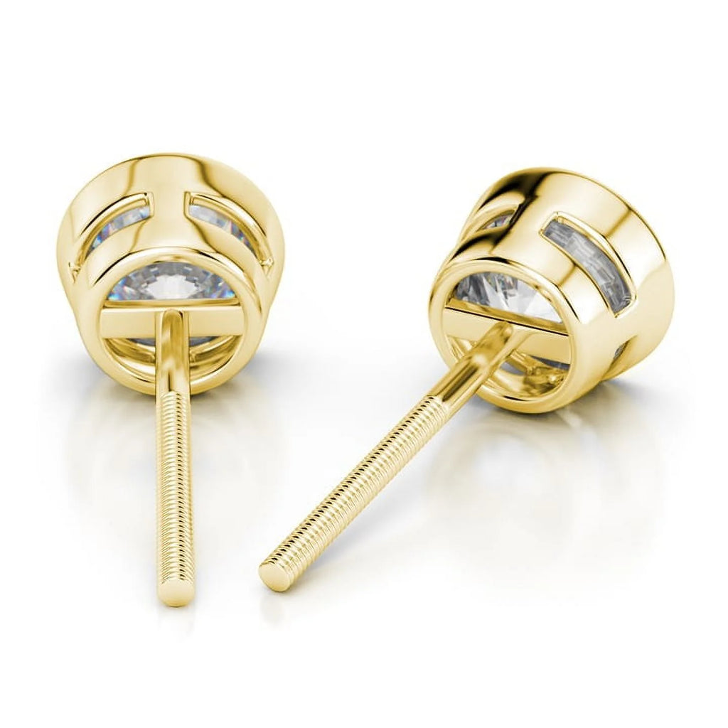 14K Yellow Gold Diamond Stud Earrings A5366