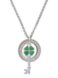 Translucent Green Four Leaf Clover Key Necklace C369