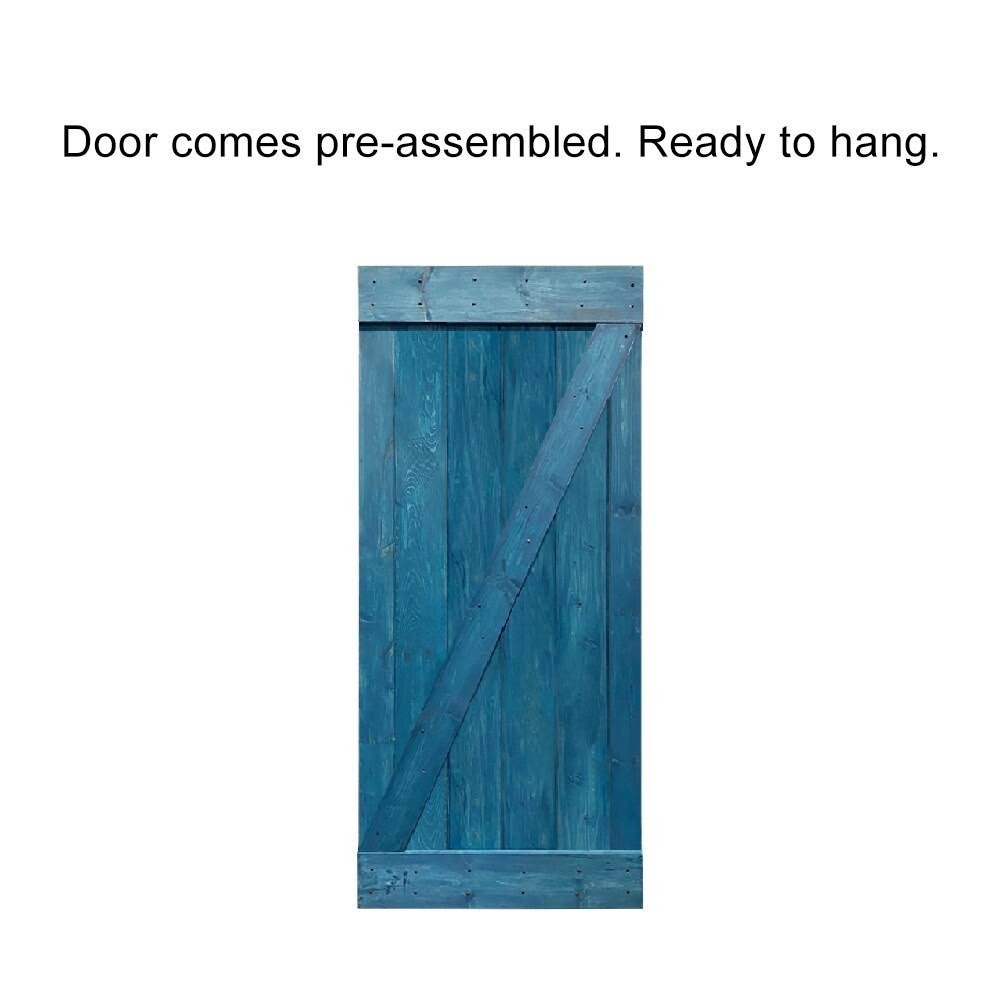 Weather Oak Stained Wood Interior Sliding Barn Door with Hardware Kit L264