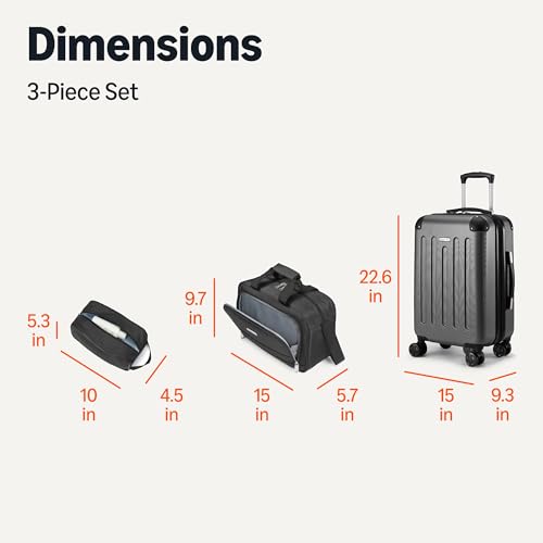 3-Piece Black Luggage Set with 8 Spinner Wheels A49672