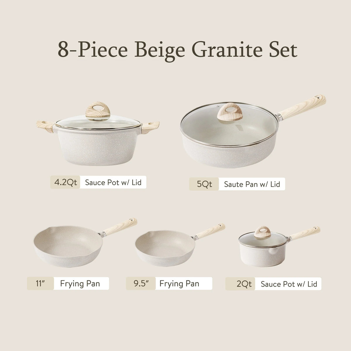 8 Pcs Nonstick Induction Cookware Set G9389
