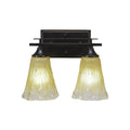 Two Light Bath Bar Dark Granite Finish with Amber Crystal Glass A3149