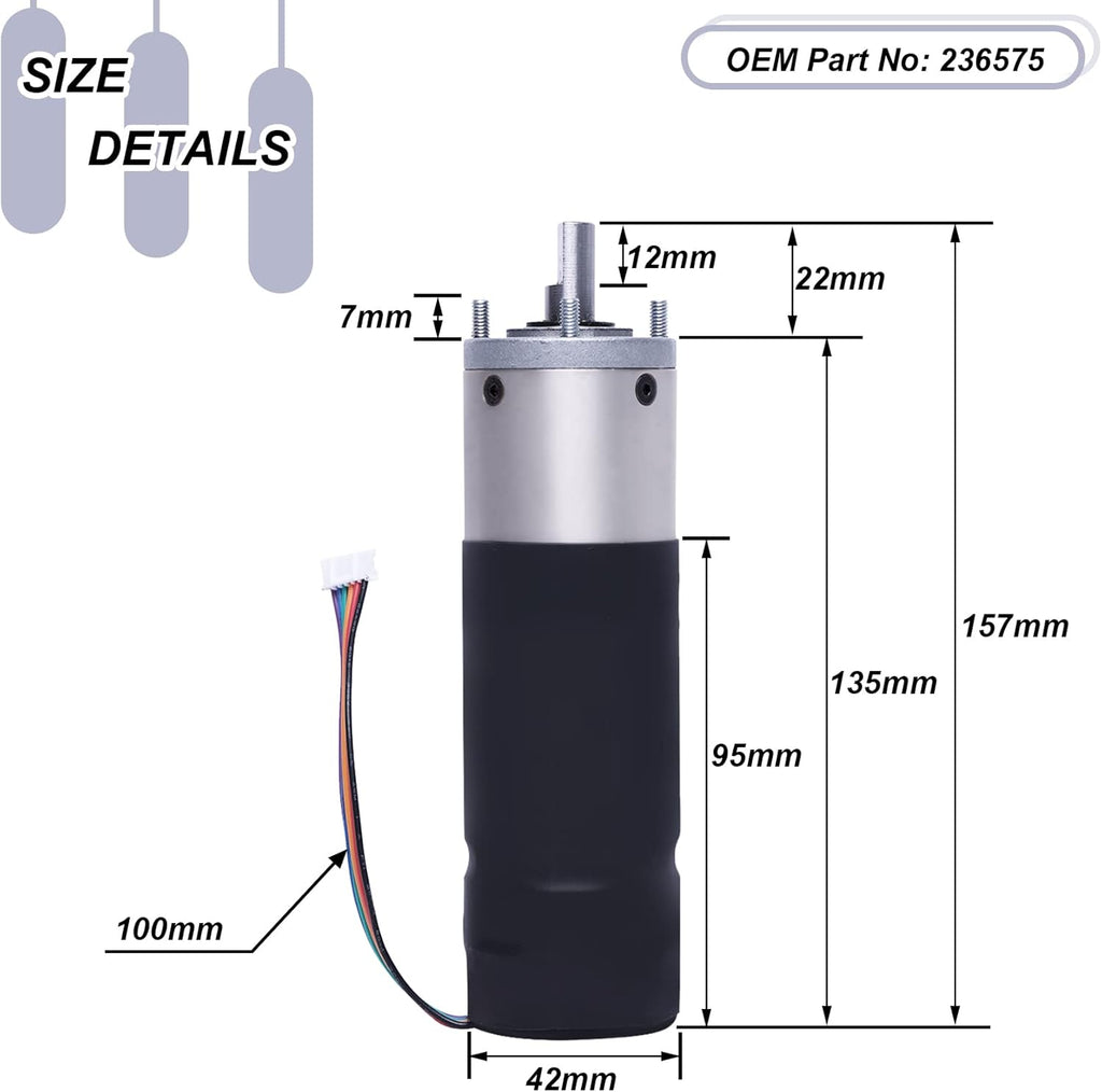 RV In-Wall Slide-Out Motor, 12V, 300:1 High Torque Gear Ratio D2509