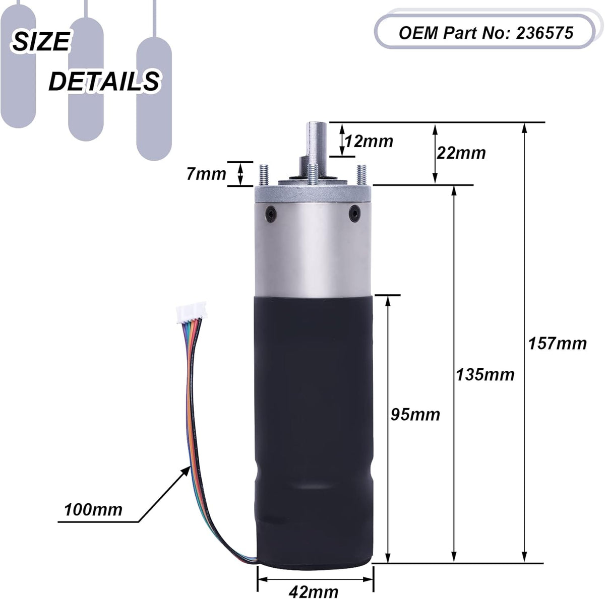 RV In-Wall Slide-Out Motor, 12V, 300:1 High Torque Gear Ratio D2509