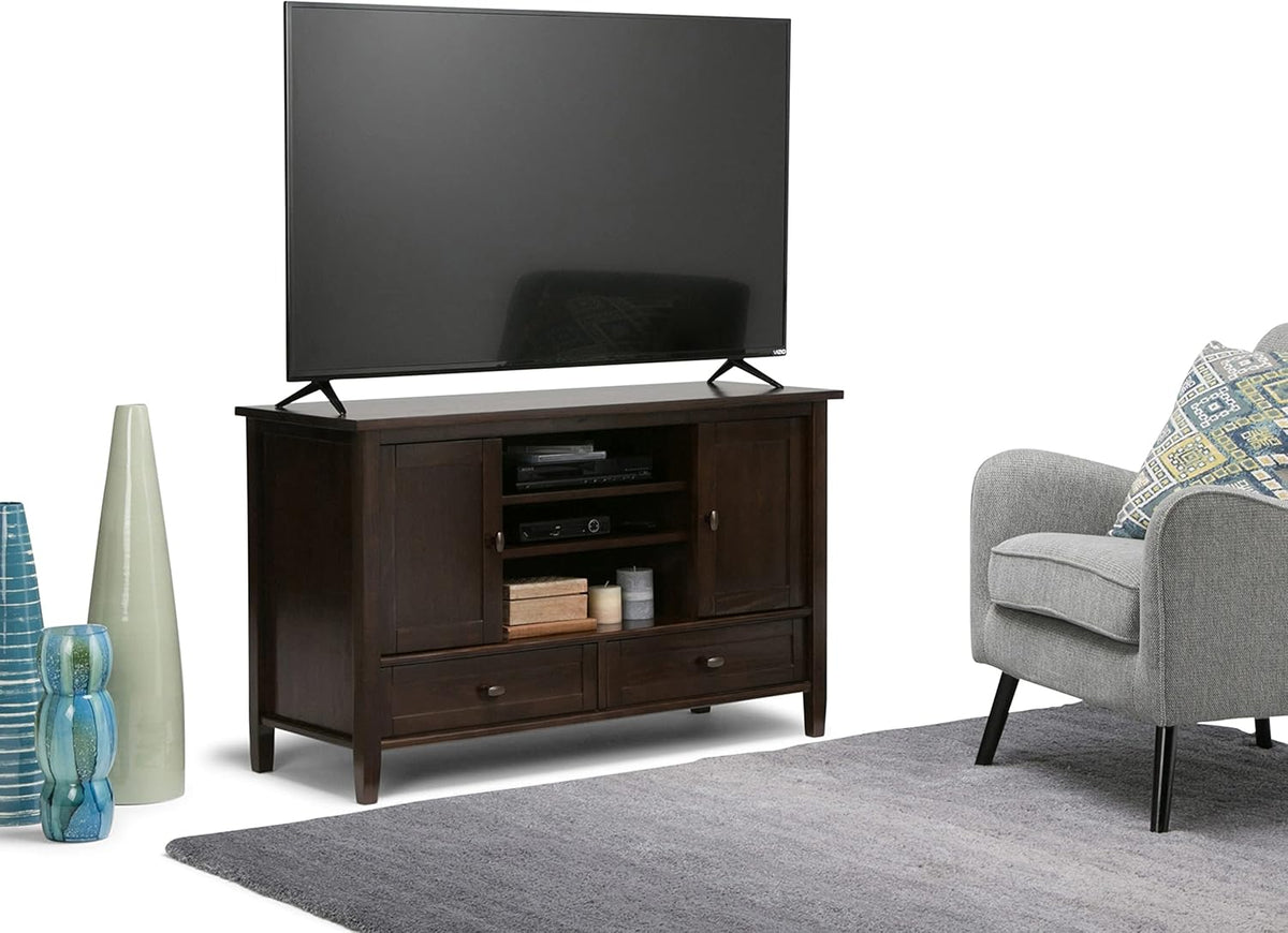 Black Solid Wood TV Media Stand with Storage Cabinet G902601