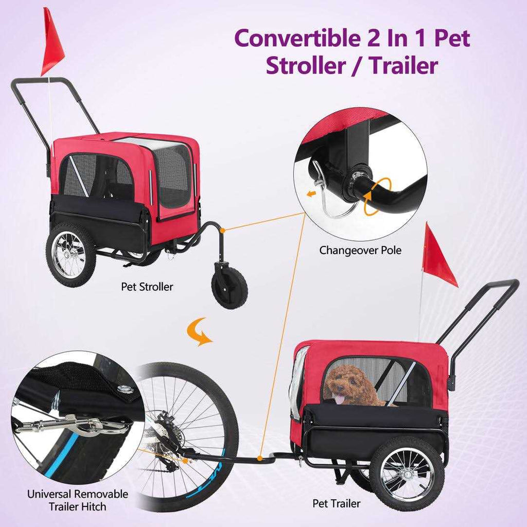 2-in-1 Dog Stroller Bike Trailer D829