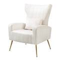White Velvet Accent Chair with Lumbar Pillow L28416