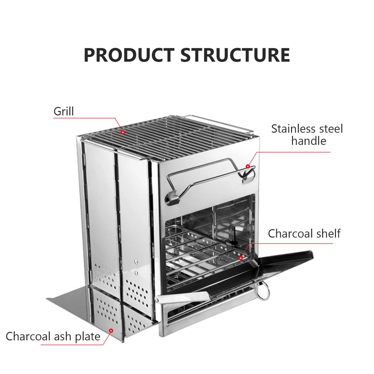 Stainless Steel Foldable Charcoal Grill N111021