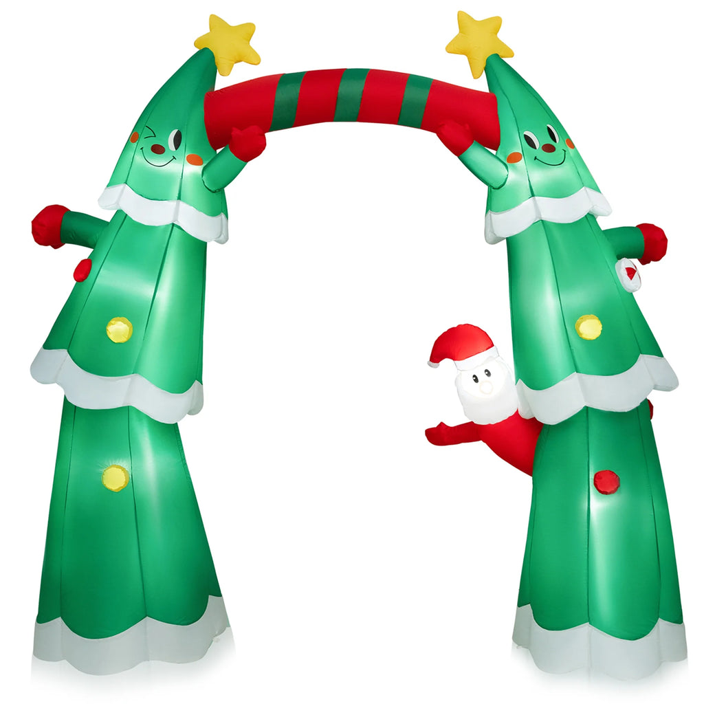 11FT Inflatable Christmas Tree Arch with Santa Claus LED Lights Y9366