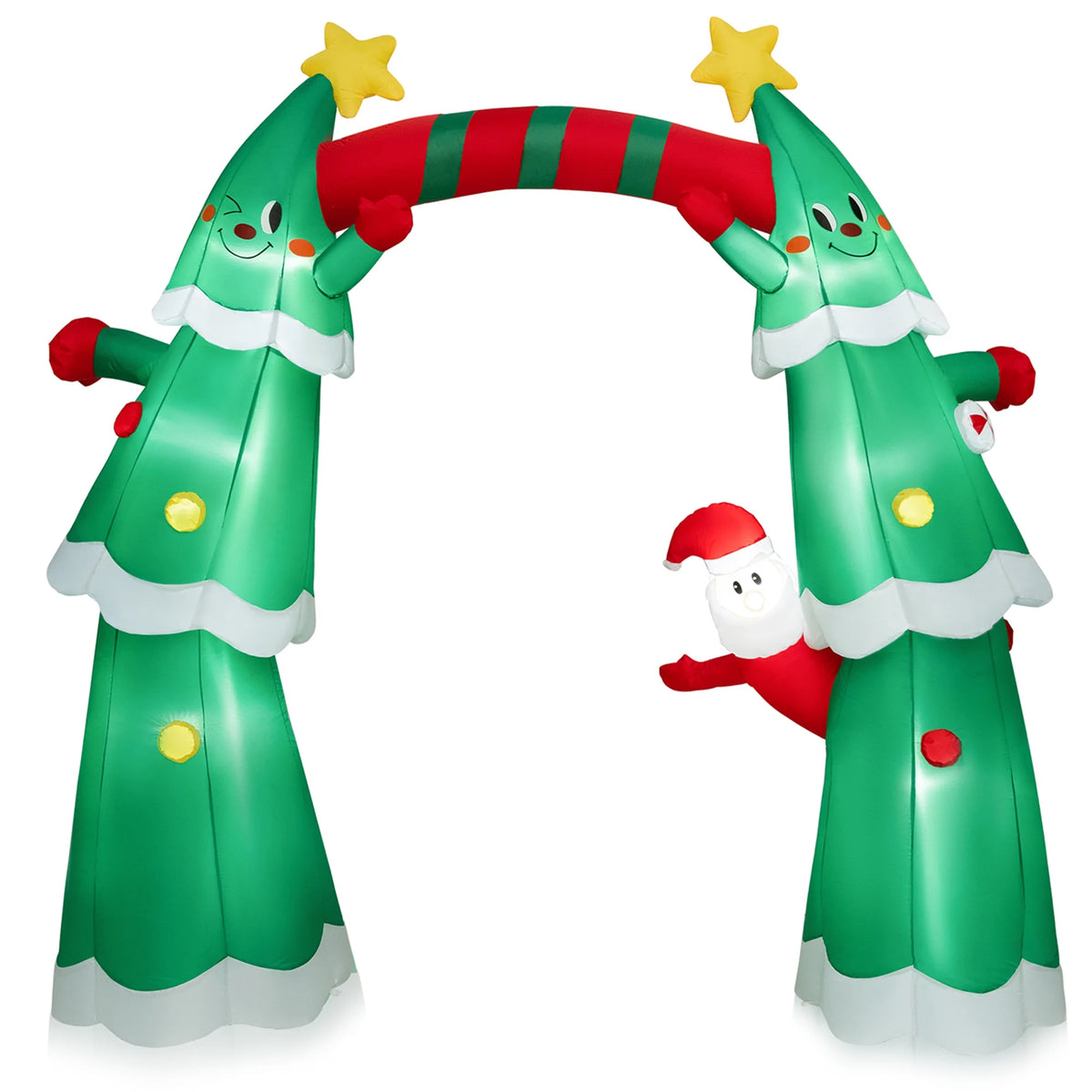 11FT Inflatable Christmas Tree Arch with Santa Claus LED Lights Y9366